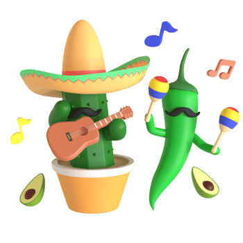 3d render cactus cinco de mayo illustration on transparent background png