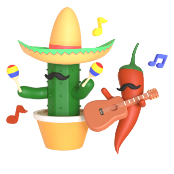 3d render cactus cinco de mayo illustration on transparent background png