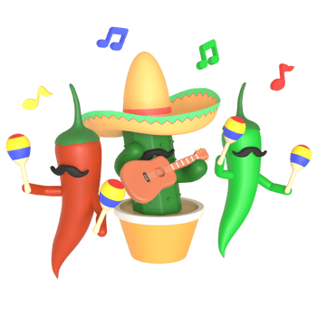 3d render cactus cinco de mayo illustration on transparent background png