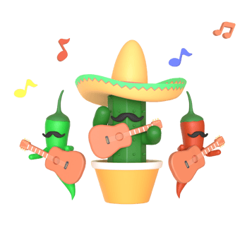 3d render cactus cinco de mayo illustration on transparent background png