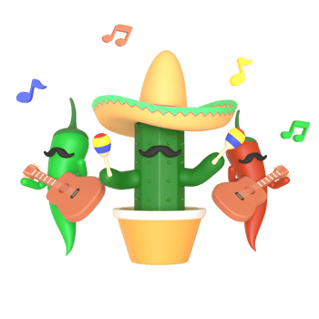 3d render cactus cinco de mayo illustration on transparent background png