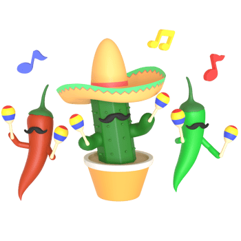 3d render cactus cinco de mayo illustration on transparent background png