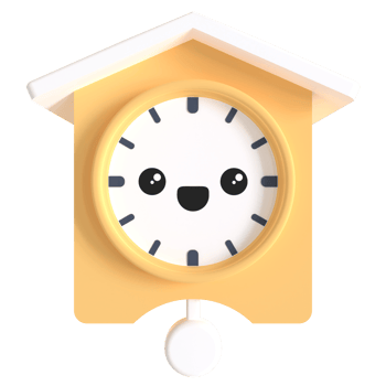 3d render cartoonish alarm clock with a happy face. The clock is orange and white png