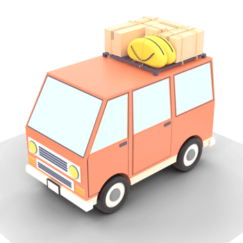 3D Illustration minivan car is going on vacation on transparent background png