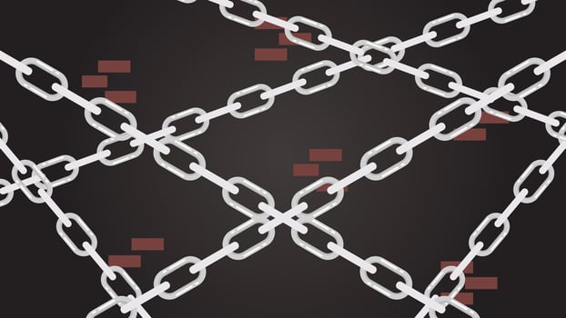 Chain illustration with a wall background. vector