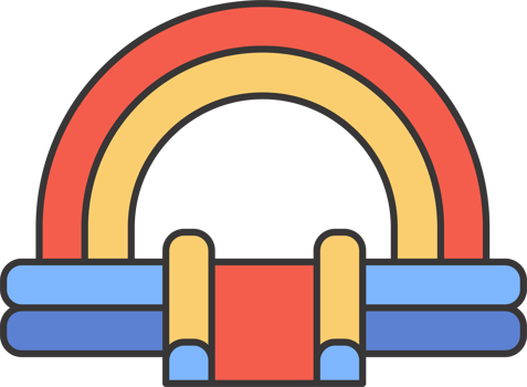 Bouncy castle color icon. Inflatable house pictogram with slide for air trampoline park and children playground for jumping. Inflated equipment for amusement park and kids zone. png