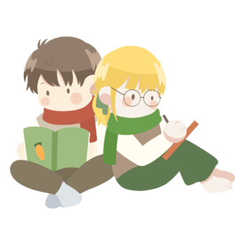 cartoon boy and girl reading book png