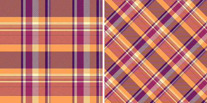 Fabric seamless textile of background check plaid with a texture pattern tartan. Set in halloween colors. Fashion bandanas for a cool style. vector