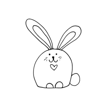 Super cute, adorable bunny for easter design. Funny, hand drawn illustration in doodle style for poster, banner, print, decoration kids playroom or greeting card. vector