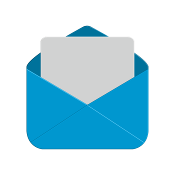 3d blue open mail envelope icon with white paper empty png