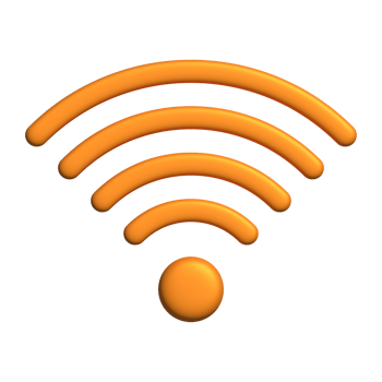 Realistic 3d icon wifi sign orange color design for element png
