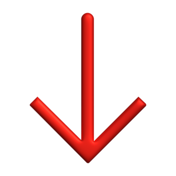 Red arrow downward direction symbol realistic 3d icon design for element png