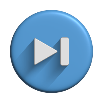 Media player icon audio symbol with 3d blue button design for element png