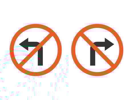 Do not turn left and right traffic road sign icon illustration. vector