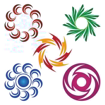 Set of Colorful Swirls Design Elements Illustration. vortex logo symbol vector