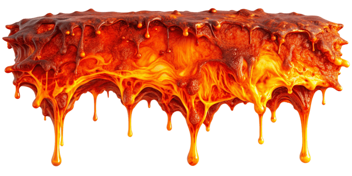 Hot molten Lava melt dropping isolated on background png