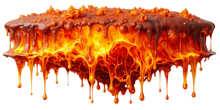 Hot molten Lava melt dropping isolated on background png