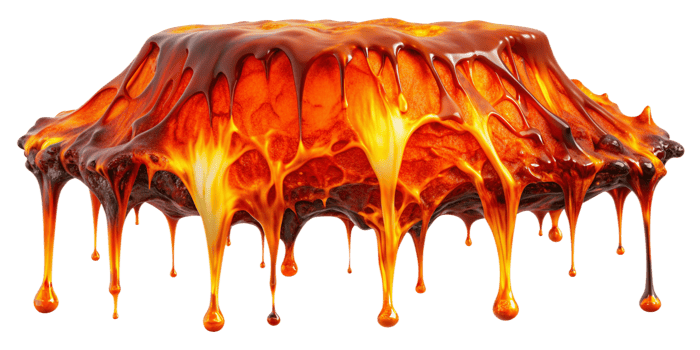Hot molten Lava melt dropping isolated on background png