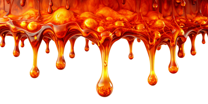 Hot molten Lava melt dropping isolated on background png