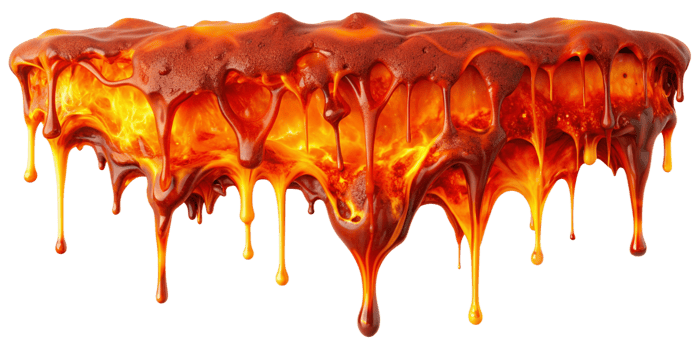 Hot molten Lava melt dropping isolated on background png