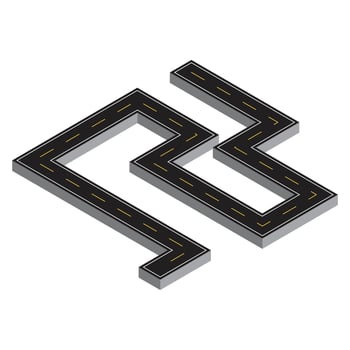 Illustration of winding asphalt road vector