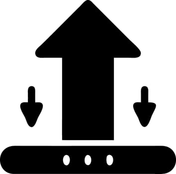 arrow up from bracket black fill icon vector