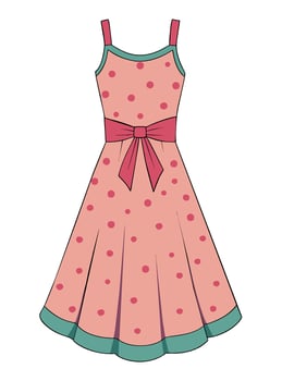 Hand drawn sundress. Woman summer clothes. Cartoon hand drawn illustration. vector