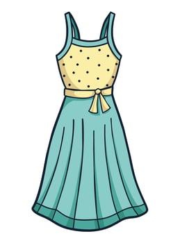 Hand drawn blue sundress. Woman summer clothes. Cartoon hand drawn illustration. vector