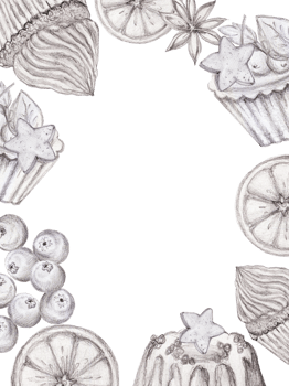 Coffee bakery illustration. pastry banner, background, sweets shop png