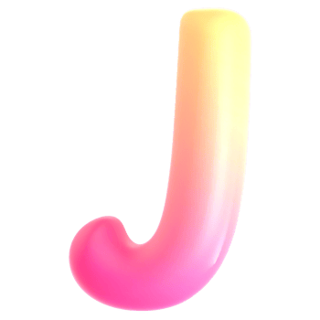 Gradient letter J font 3d render png
