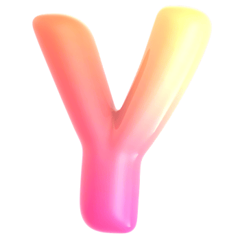 Gradient letter Y font 3d render png