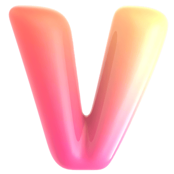Gradient letter v font 3d rendering png