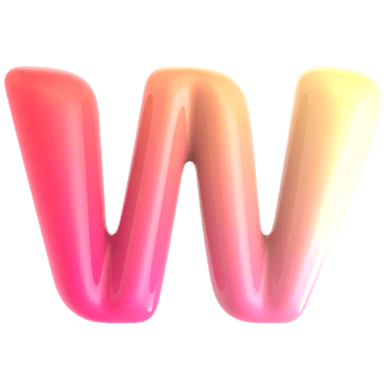 Gradient letter w font 3d rendering png