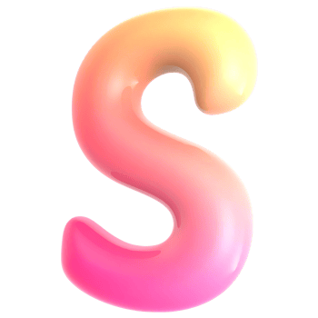 Gradient letter S font 3d render png