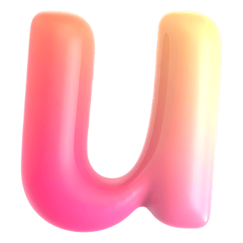 Gradient letter u font 3d rendering png