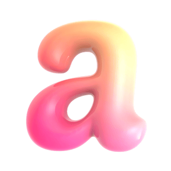 Gradient letter a font 3d rendering png