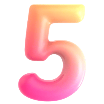 Gradient Number 5 3d rendering png