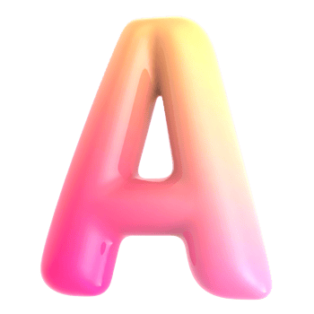 Gradient letter A font 3d render png
