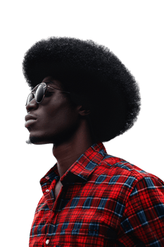 Retro afro man alone against transparent background png