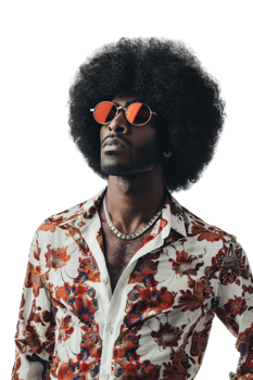 Retro afro man alone against transparent background png