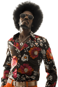 Retro afro man alone against transparent background png