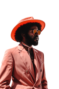 Retro afro man alone against transparent background png