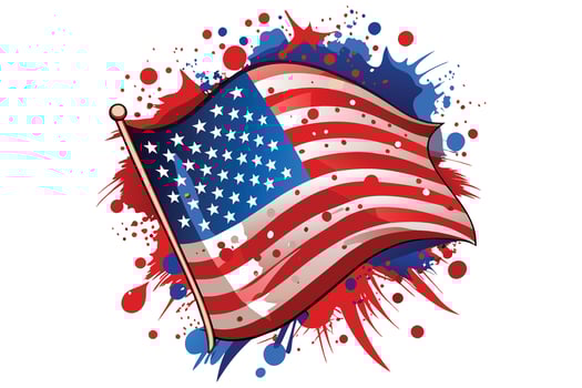 American flag with colorful splash clipart illustration vector