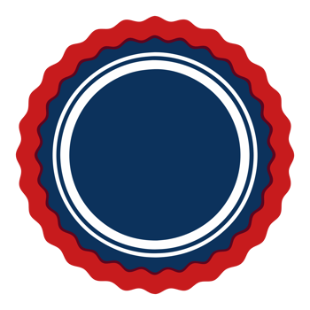 Circular emblem with a blank navy center, white rings, and a wavy red border, isolated on white background. Ideal for design and branding. png