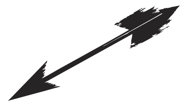 Black arrow illustration on transparent background, pointing southwest. Perfect for design, navigation, direction, and simplicity themes. png