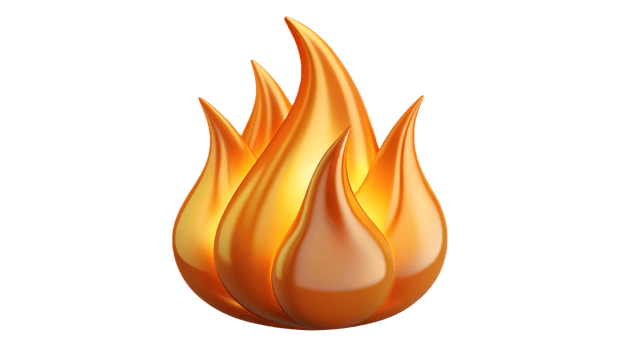 A high-quality illustration of a bright orange and yellow flame, symbolizing fire, heat, and energy, perfect for various digital projects. png