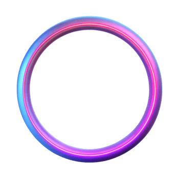 Abstract glowing neon circle with a blend of blue and pink colors on a transparent background, perfect for futuristic design projects. png