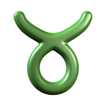 3D green Taurus zodiac symbol isolated on white background, astrology sign representation, horoscope icon png