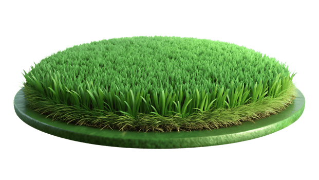 Circular patch of green grass on a white background, representing fresh garden lawn or turf concept in a clean, isolated format. png