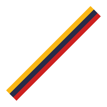 Colombian flag ribbon design with bold yellow, blue, and red stripes representing the national colors of Colombia. Symbol of pride. png
